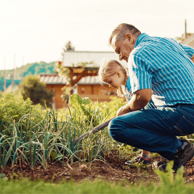 Father and child gardening representing health empowerment